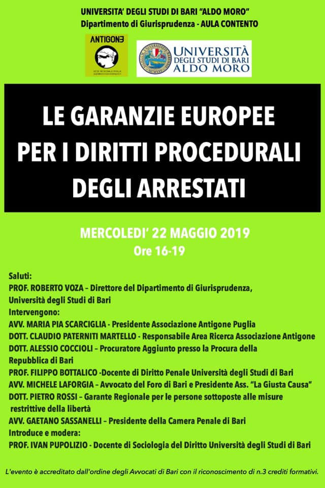 locandina Antigone Puglia evento Bari 22.05
