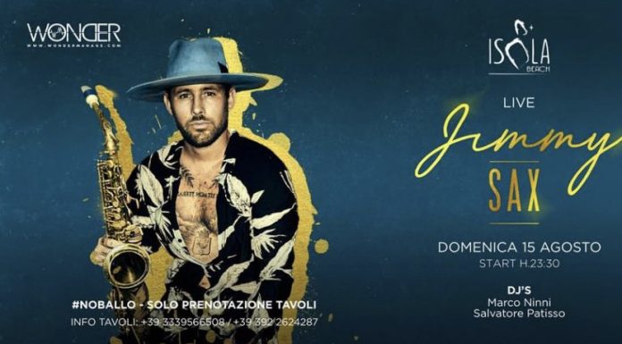 La domenica ferragostana dell’Isola Beach con il live di Jimmy Sax
