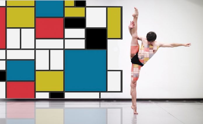 Straviolin Foto di Giovanni William Palmisano. Studio su Mondrian Novembre 2021 sala del Balletto del Sud. Nella foto Ovidio Chitanu